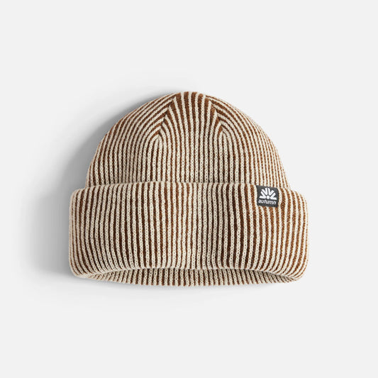 Cord Double Roll Beanie (Brown)