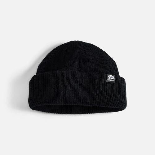 Autumn Double Roll Beanie – Black