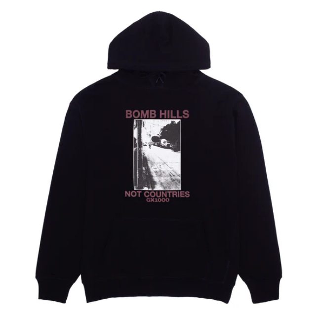 Bomb Hills Not Countries Hoodie (black/burgundy)