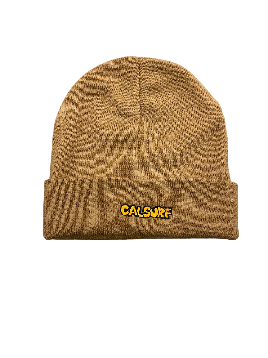 Cartoon Logo Embroidered Beanie (Tan/Orange)