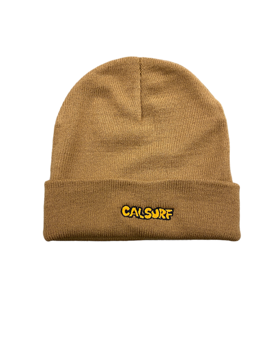 Cartoon Logo Embroidered Beanie (Tan/Orange)