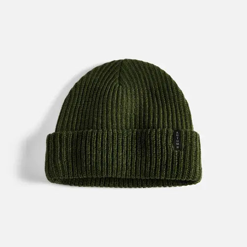 Ribbed Knit Wool Beanie (Army)