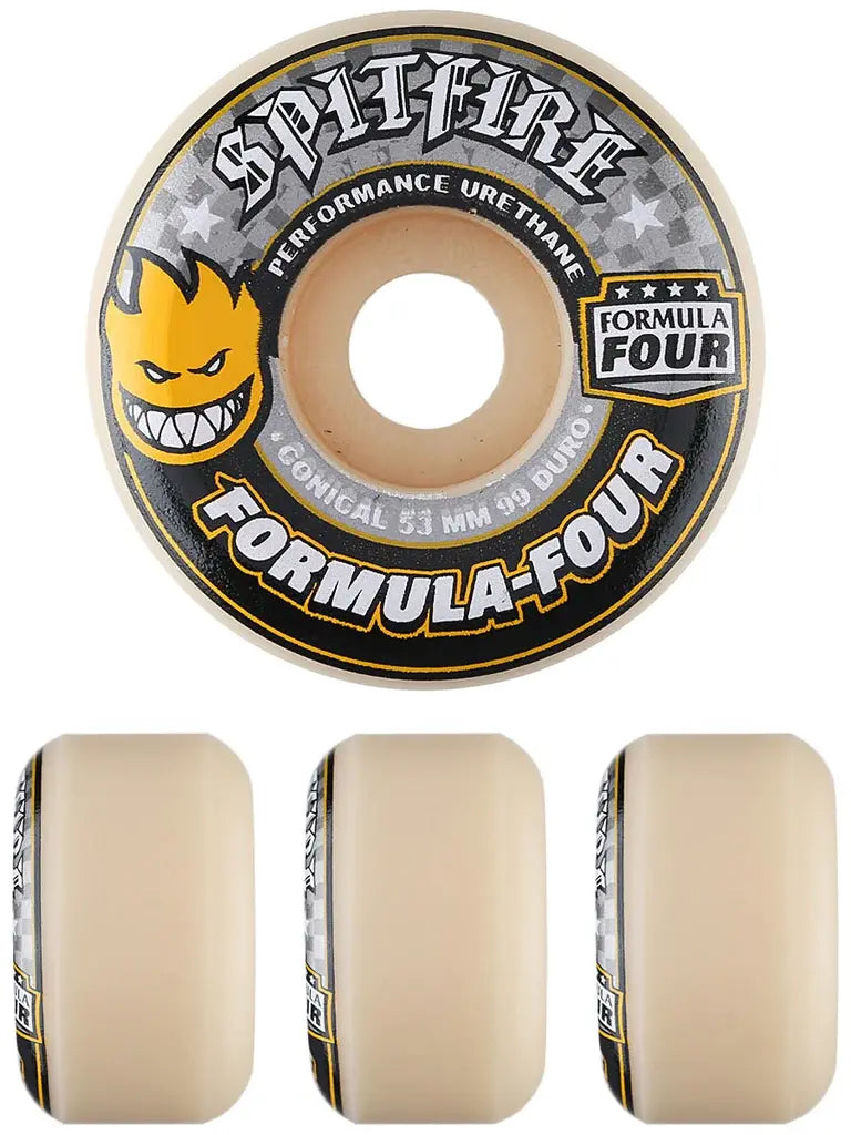 Spitfire Formula Four Conical 53mm 99D Skateboard Wheels – Yellow