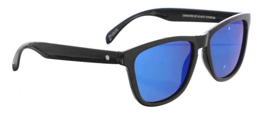 Glassy Deric Polarized Sunglasses – Black/Blue Mirror