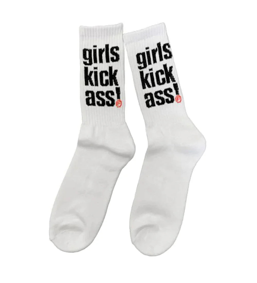 Girls Kick Ass Socks (white)