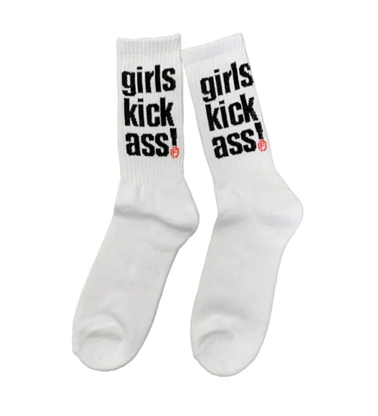 Girls Kick Ass Socks (white)