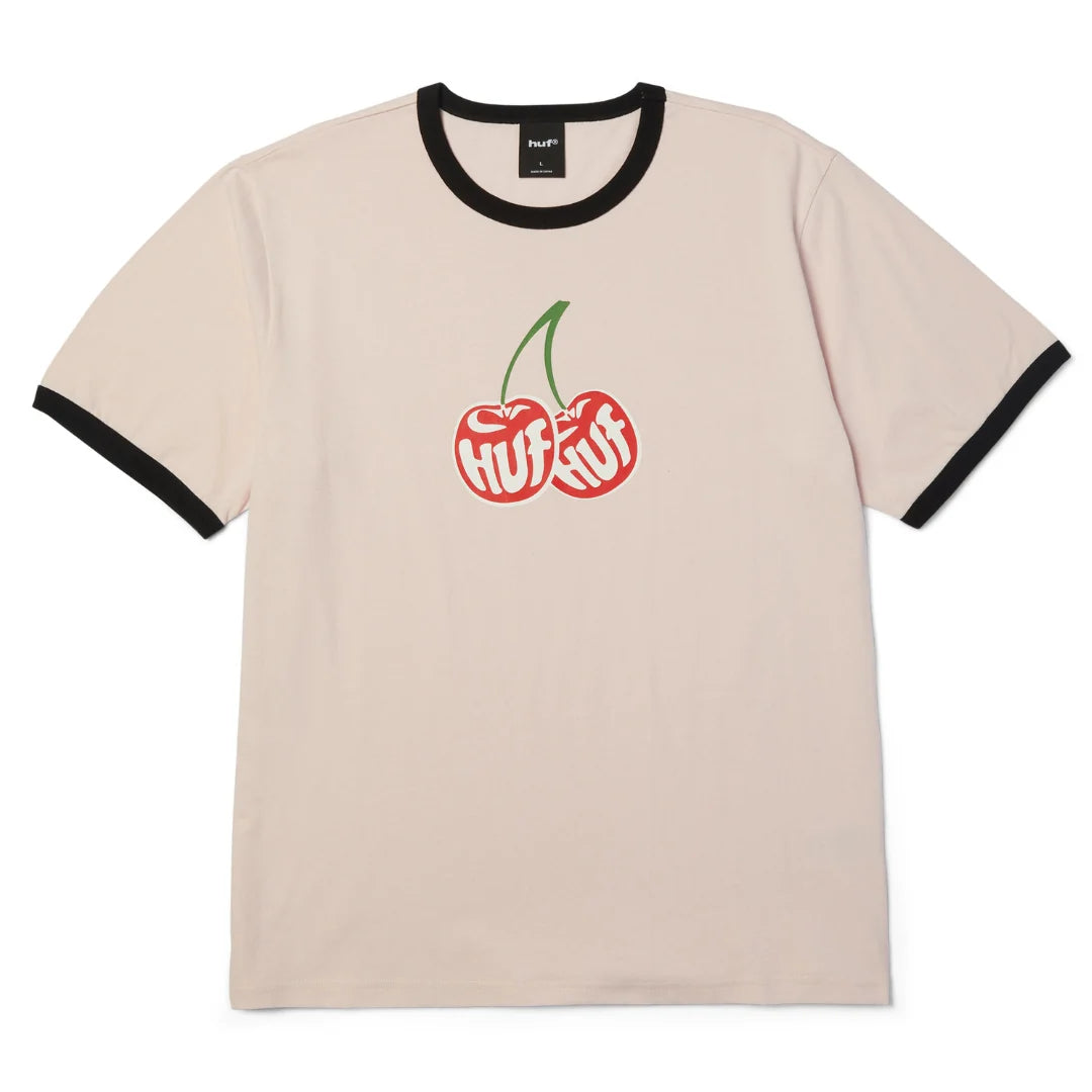 Cherries Ringer Tee (Dusty Pink)