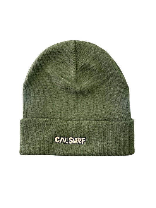Cartoon Logo Embroidered Beanie (Green/Cream)