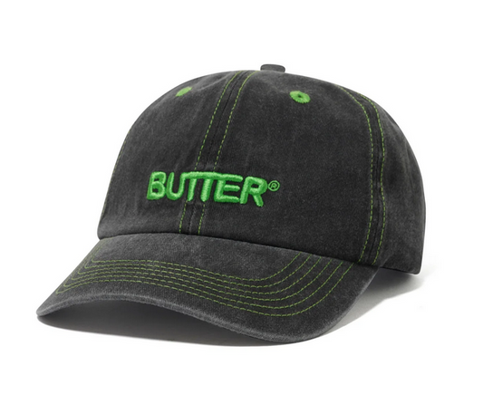 Rounded Logo 6 Panel Cap (Washed Black)
